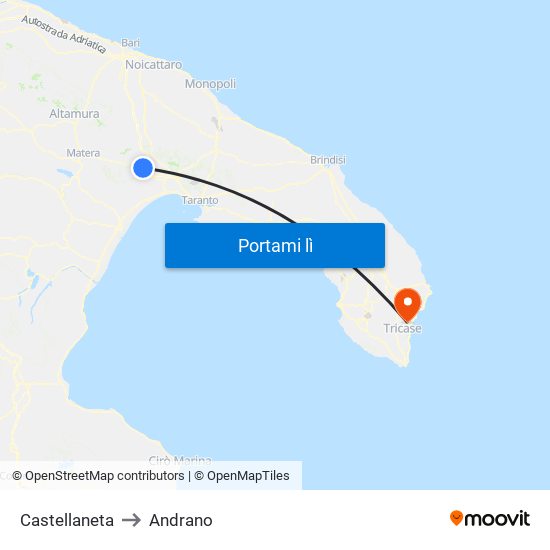 Castellaneta to Andrano map