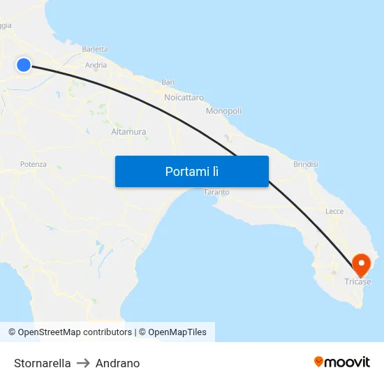 Stornarella to Andrano map