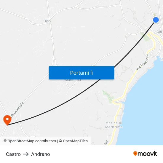 Castro to Andrano map