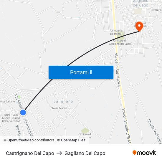 Castrignano Del Capo to Gagliano Del Capo map