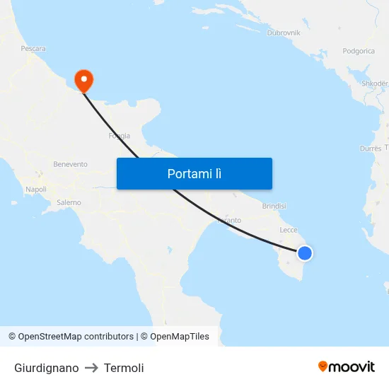 Giurdignano to Termoli map
