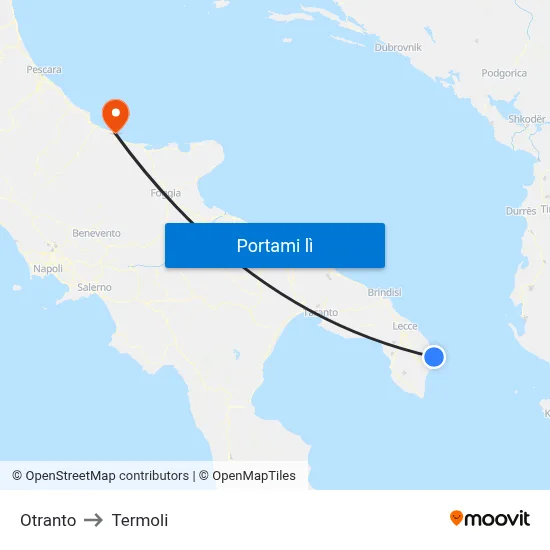 Otranto to Termoli map