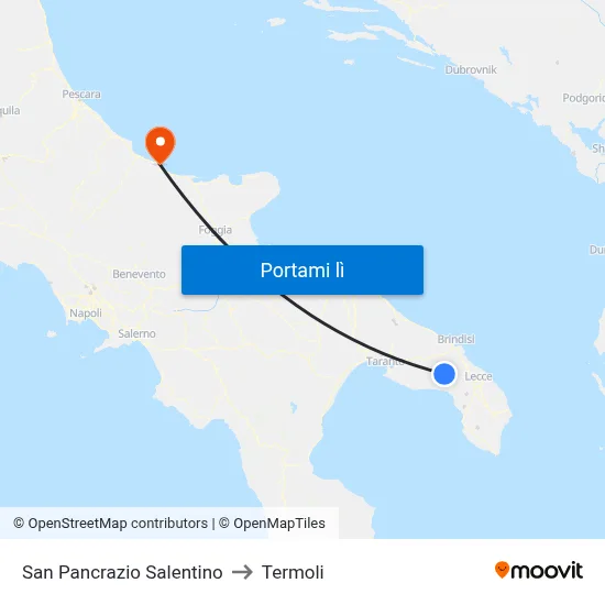 San Pancrazio Salentino to Termoli map