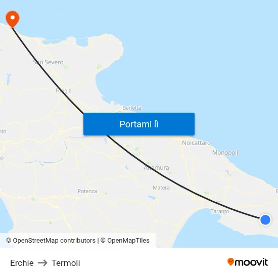 Erchie to Termoli map