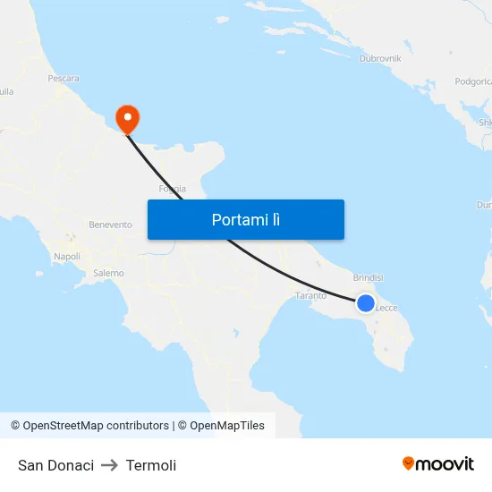 San Donaci to Termoli map