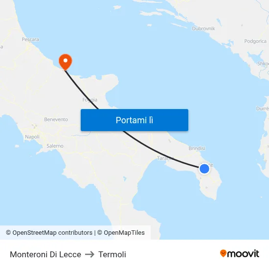 Monteroni Di Lecce to Termoli map
