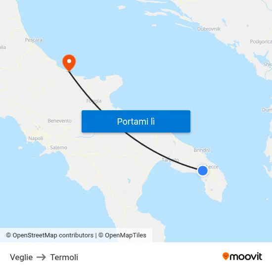 Veglie to Termoli map