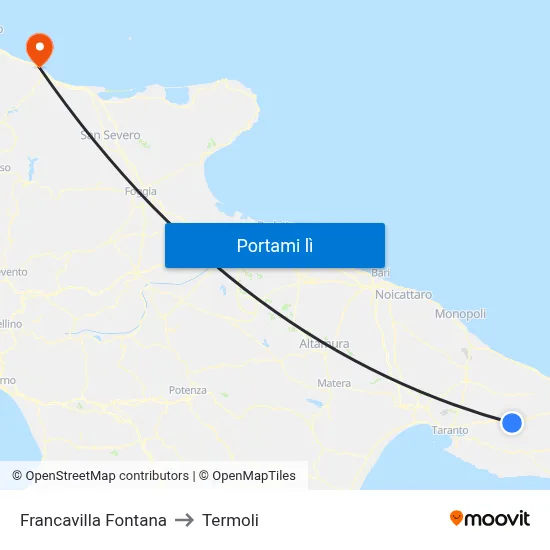 Francavilla Fontana to Termoli map