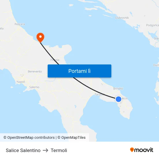 Salice Salentino to Termoli map