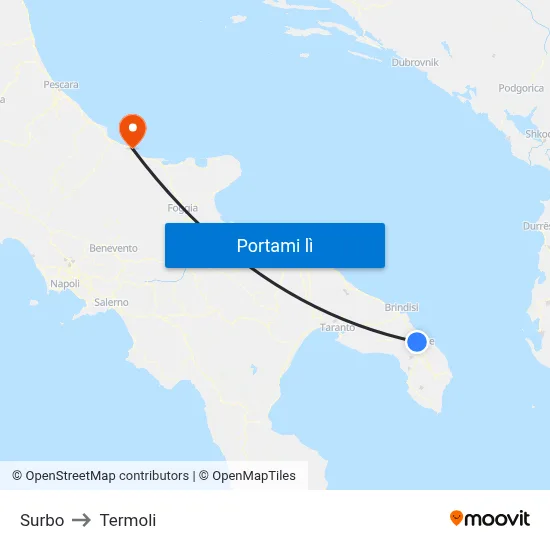 Surbo to Termoli map