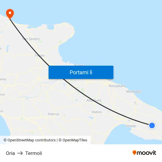 Oria to Termoli map