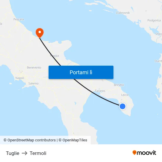 Tuglie to Termoli map