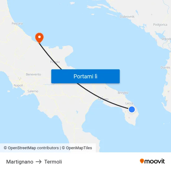Martignano to Termoli map