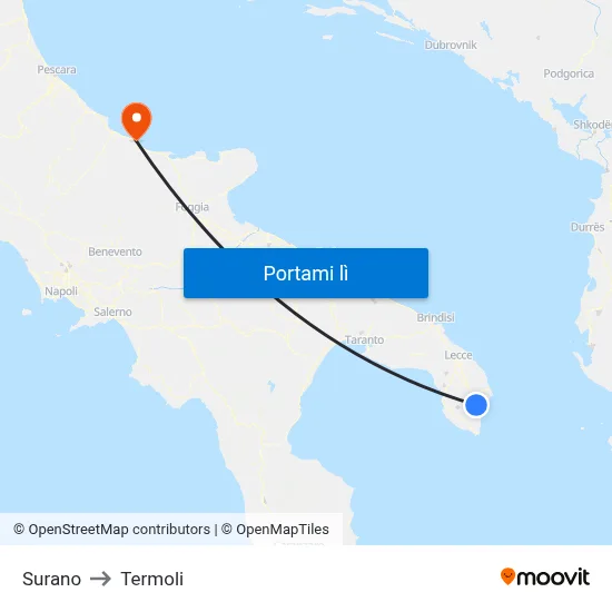 Surano to Termoli map