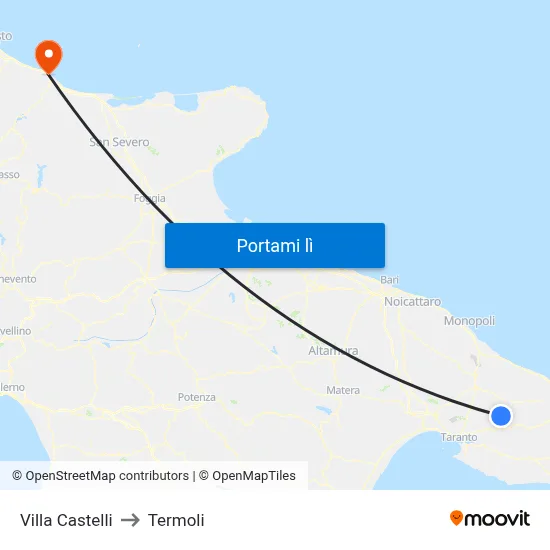 Villa Castelli to Termoli map