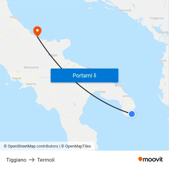 Tiggiano to Termoli map