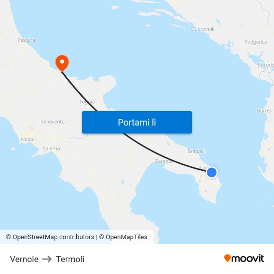 Vernole to Termoli map