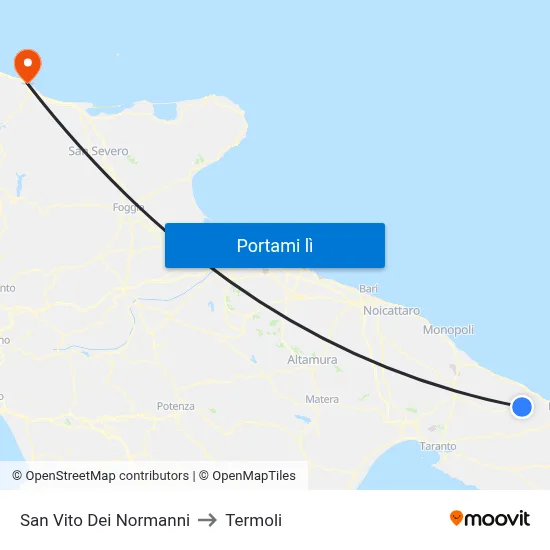 San Vito Dei Normanni to Termoli map