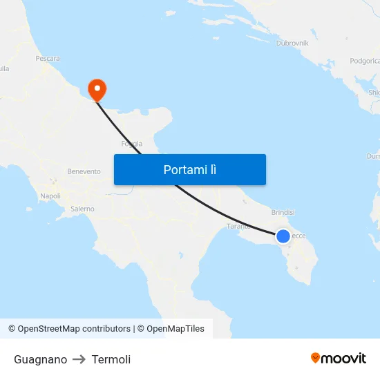 Guagnano to Termoli map