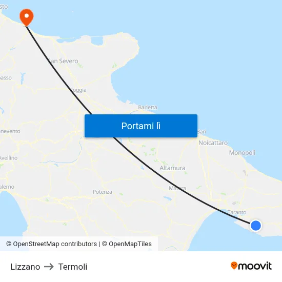 Lizzano to Termoli map