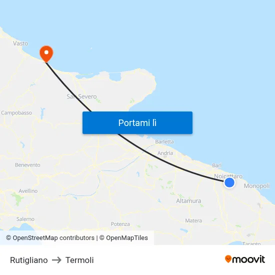 Rutigliano to Termoli map