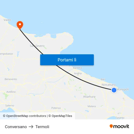 Conversano to Termoli map
