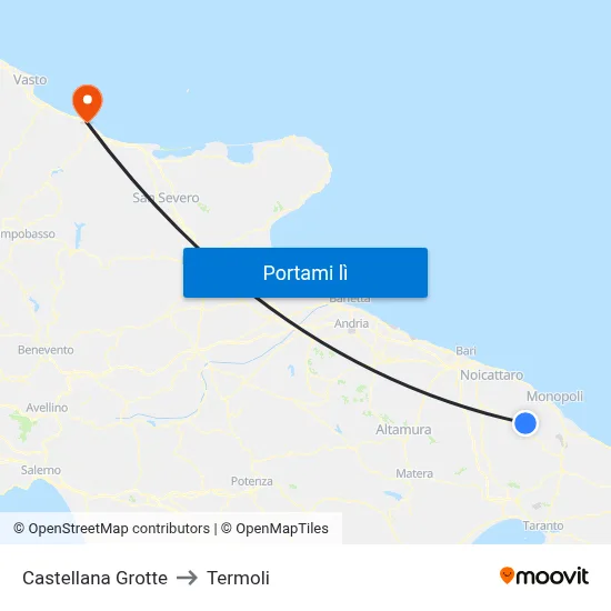Castellana Grotte to Termoli map