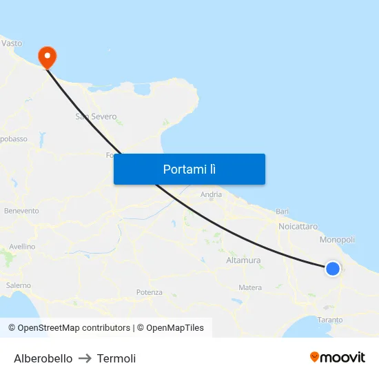 Alberobello to Termoli map