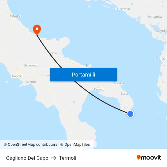 Gagliano Del Capo to Termoli map