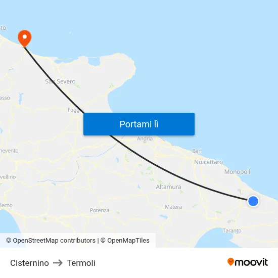 Cisternino to Termoli map