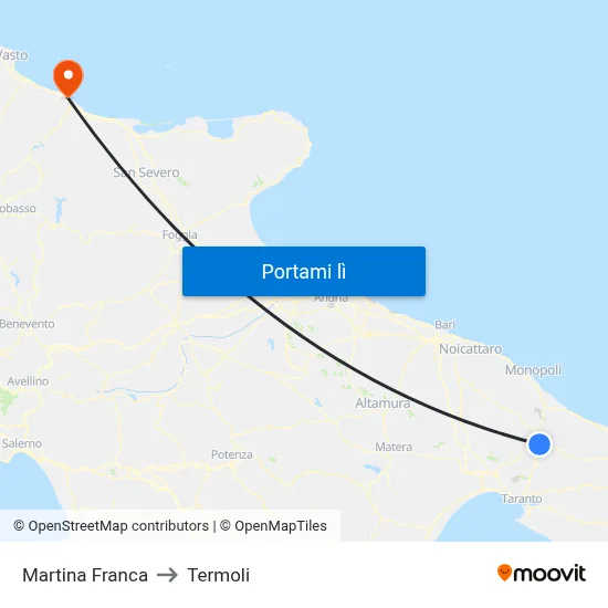 Martina Franca to Termoli map