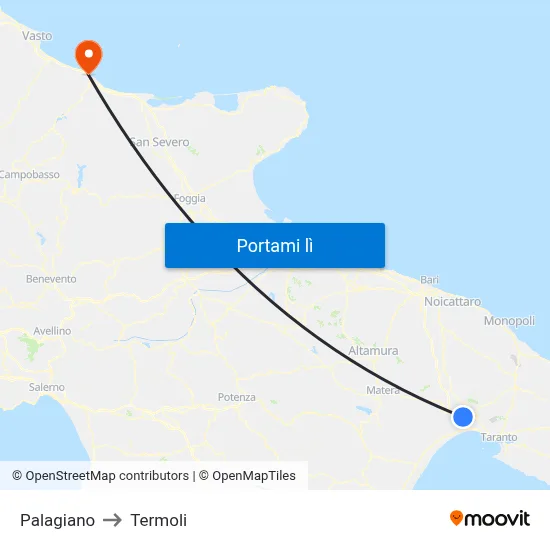Palagiano to Termoli map