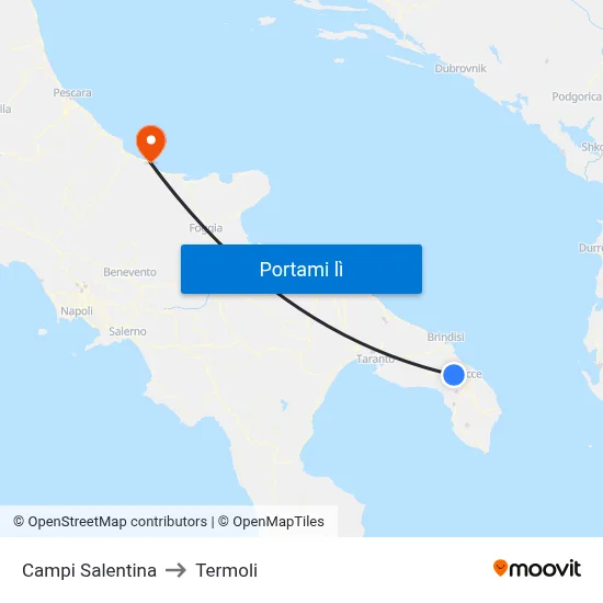 Campi Salentina to Termoli map