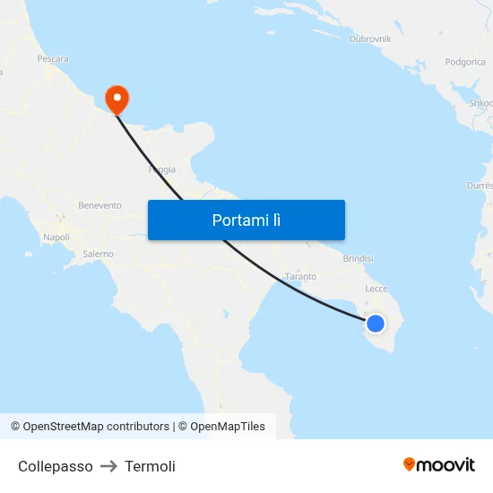 Collepasso to Termoli map