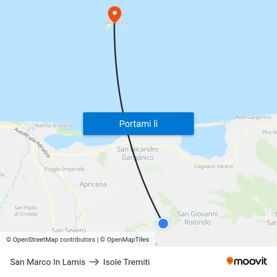 San Marco In Lamis to Isole Tremiti map