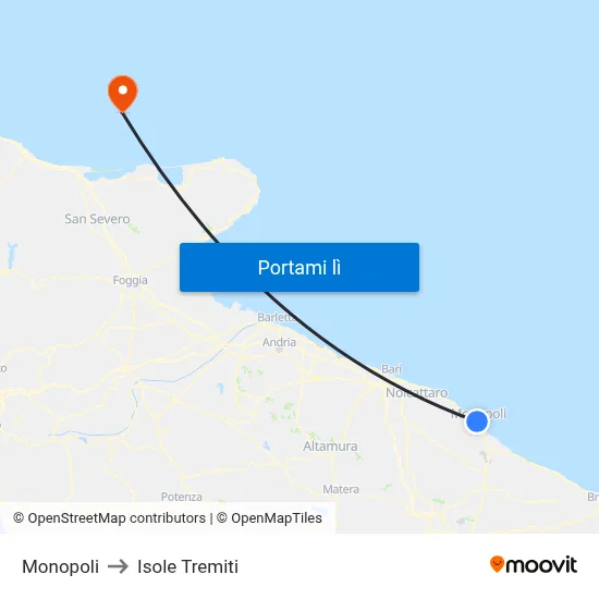 Monopoli to Isole Tremiti map
