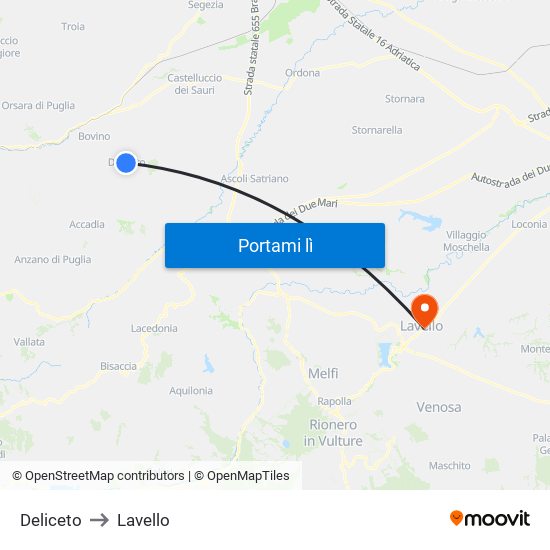 Deliceto to Lavello map