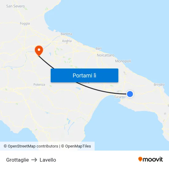 Grottaglie to Lavello map