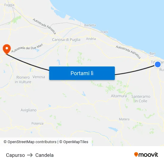 Capurso to Candela map