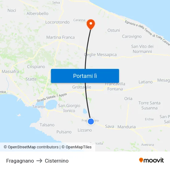 Fragagnano to Cisternino map