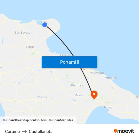 Carpino to Castellaneta map