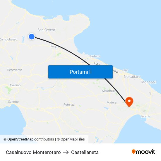 Casalnuovo Monterotaro to Castellaneta map