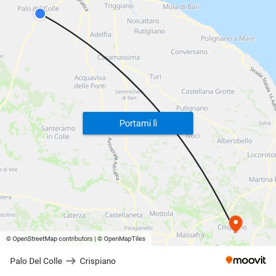 Palo Del Colle to Crispiano map