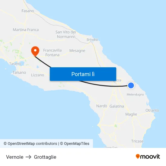 Vernole to Grottaglie map