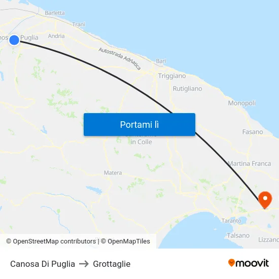 Canosa Di Puglia to Grottaglie map