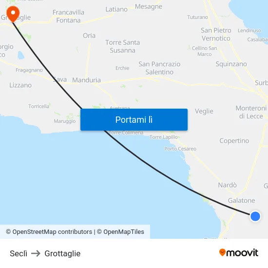 Seclì to Grottaglie map