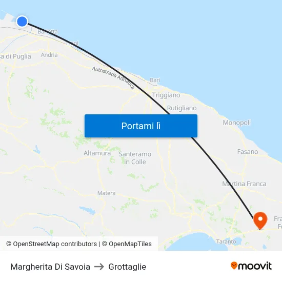 Margherita Di Savoia to Grottaglie map