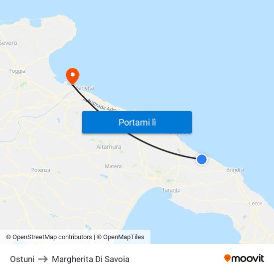 Ostuni to Margherita Di Savoia map