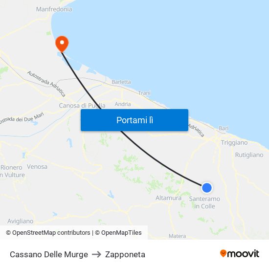 Cassano Delle Murge to Zapponeta map