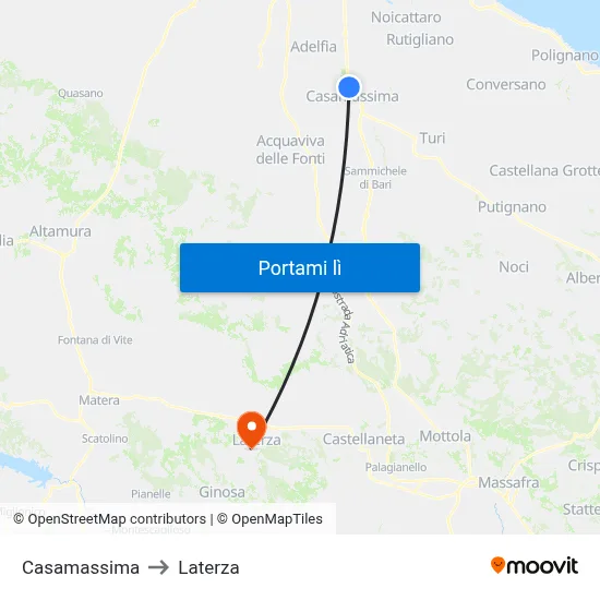 Casamassima to Laterza map